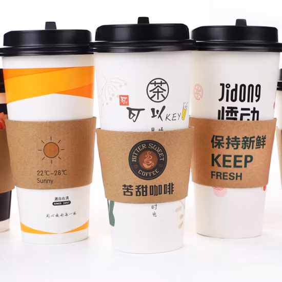 メーカーカスタム PLA コーティングされた使い捨てコーヒーカップ 6 8 12 16 オンスクリスマス紙コップクリスマス装飾食器紙コップ